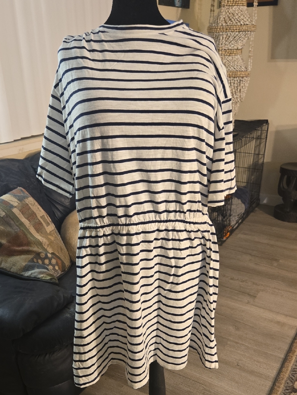 Old Navy White and Navy Striped Mini Dress